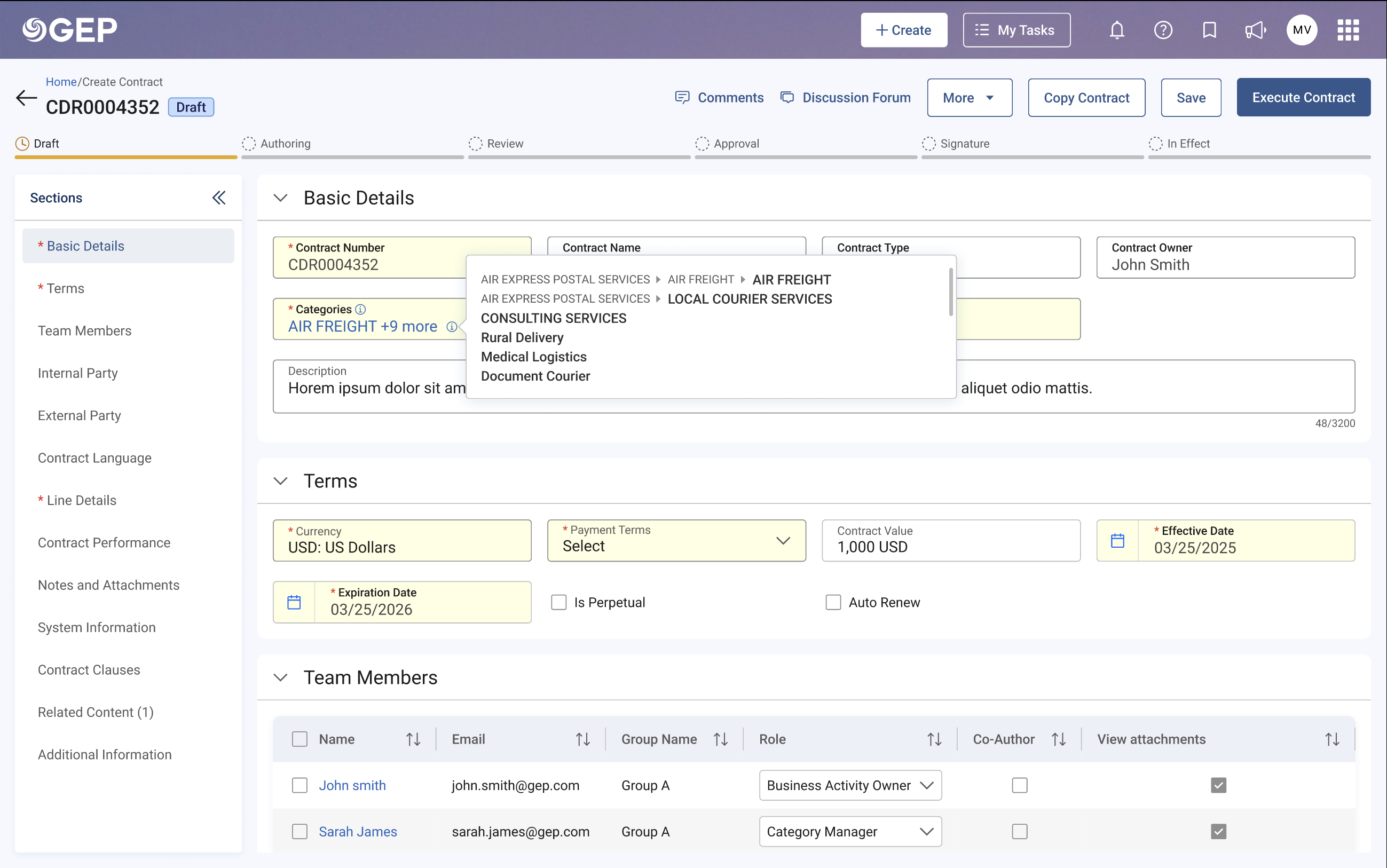 Categories field with i-icon tooltip revealing full hierarchy path