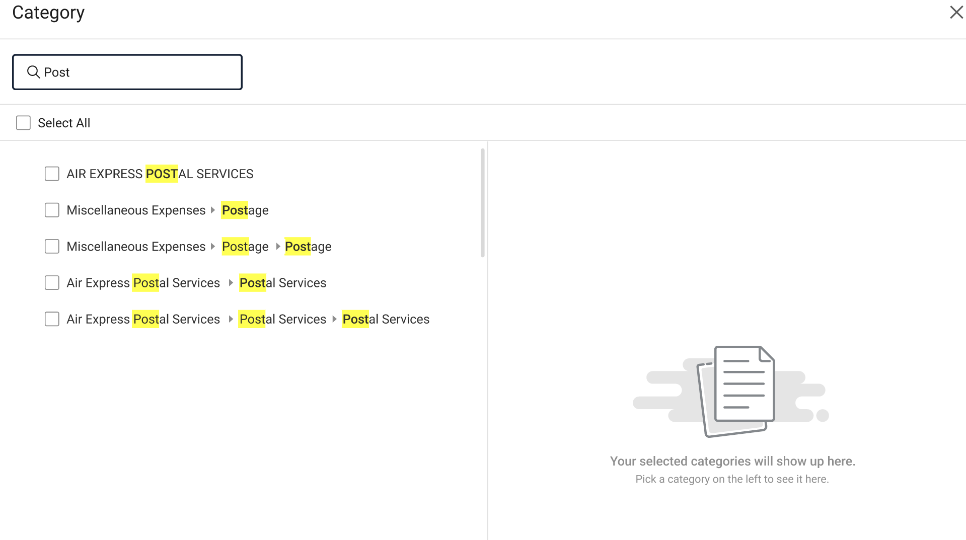 Contextual search showing hierarchy breadcrumbs with highlighted matches